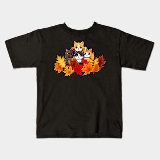 Autumn Kittens Kids T-Shirt